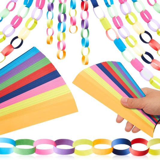 Lincia 600 Sheet Halloween Paper Chain Garland, Construction DIY Crafts Chain Strip for Fall Thanksgiving Party Decor, 1x8 Inch with Double Sided Tape (Mexican Festival)