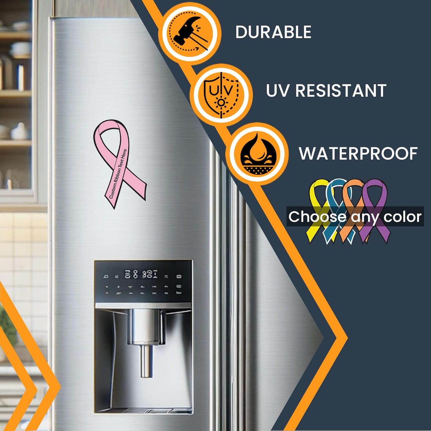 Magnet Me Up Custom Ribbon Magnet Decal, 7x3.5 Inches, Customizable Decal for Businesses, Personal Use, Choose Your Text, Magnetic Vinyl for Car, Truck, and Lockers, Bumper Magnet, Crafted in USA