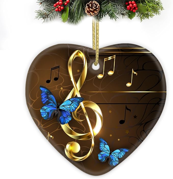 Musical Note Christmas Ornaments,Christmas Tree Decorations Decorative Hanging Ornament,2025 Navidad Holiday Decoration for Women Men,Ceramic Horse Lover Gifts Xmas Home Decor