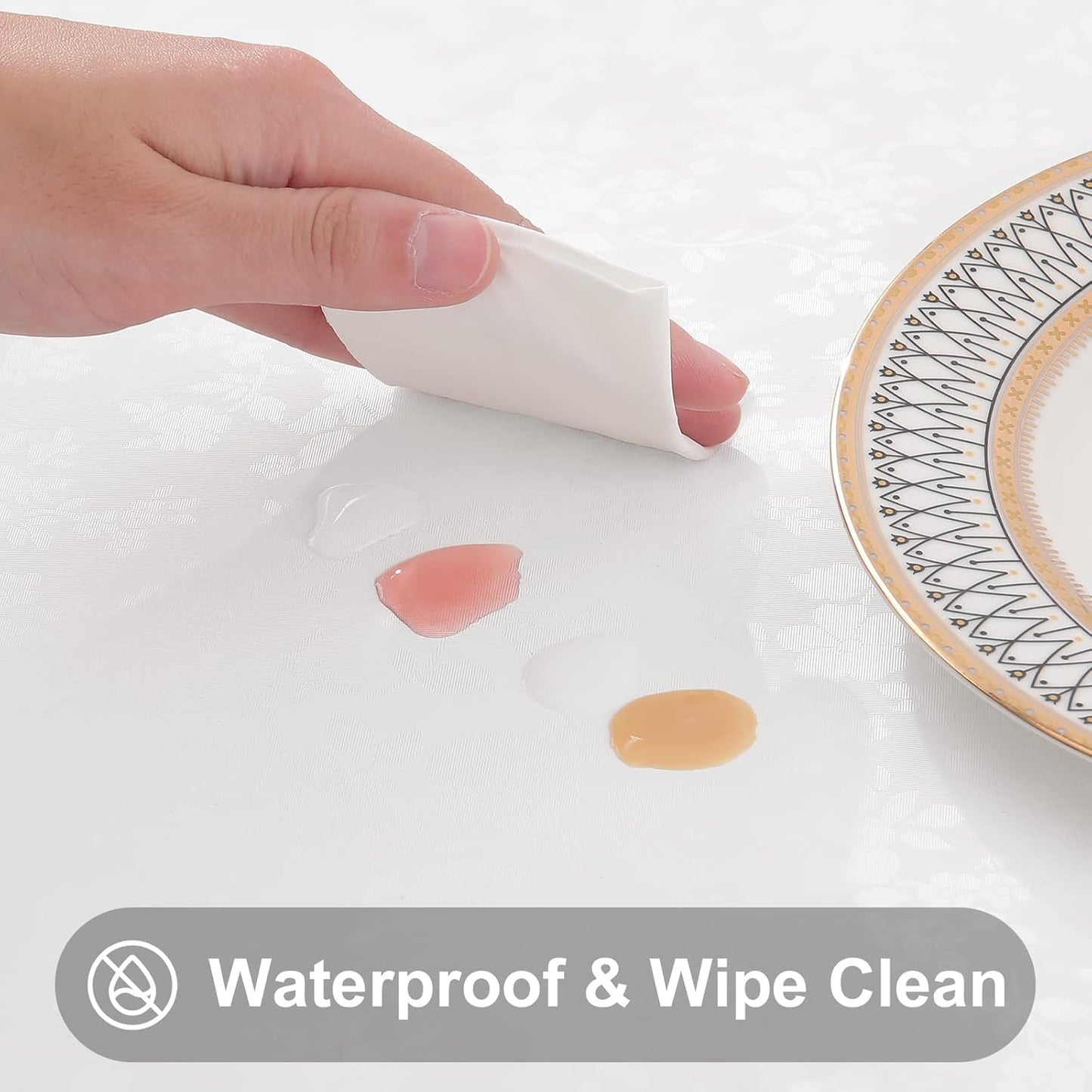 Smiry Square Table Cloth, Waterproof Heavy Duty Vinyl Tablecloths, Wipeable Washable Table Cover for Kitchen and Dining Room (White, 54" X 54")