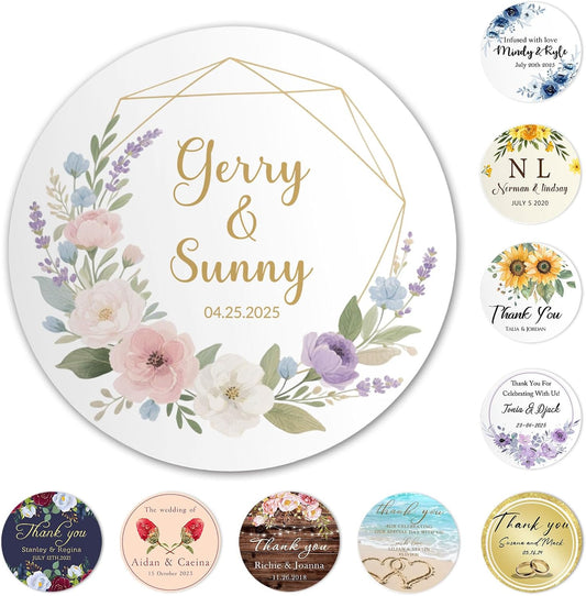 Custom Round Sticker Labels Personalized Stickers with Logo&Text Design Sticker for Wedding Favors Businesses Logo Birthday Gift Boxes Label 50-1000 Pack