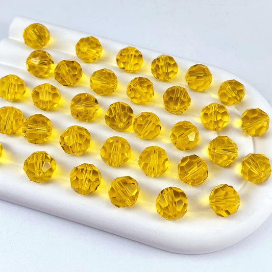 400 PCS 4mm Crystal Glass Beads Round Multiple Faceted Loose Spacer Glass Beads for DIY Handcrafte Bracelet Necklace Earring Jewelry Making(Orange)