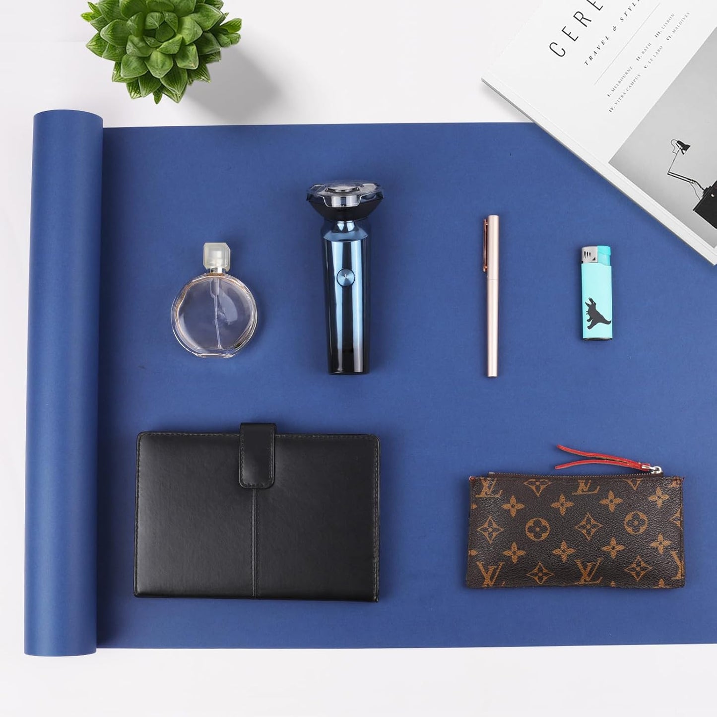 Vanhench 17.8"x1500" (125') Lake Blue Wrapping Paper, Solid Color Art Kraft Craft Paper for Birthday Gift Wrapping/Poster Bulletin Board, Floral Bouquet Flower Crafts Packing, Moving Supplies