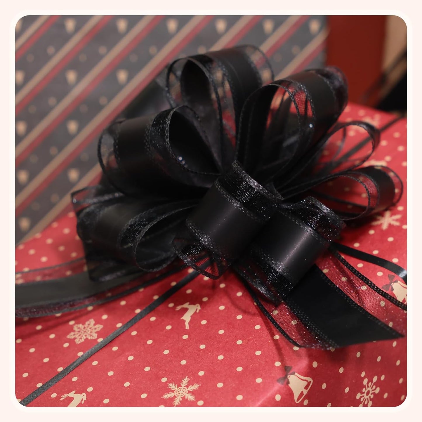 6 Pcs 6 Inch Black Pull Bows, Perfect for Gift Wrapping, Weddings, Party Decorations, Crafts Easy-to-Use Pull Bows for Gifts and Events