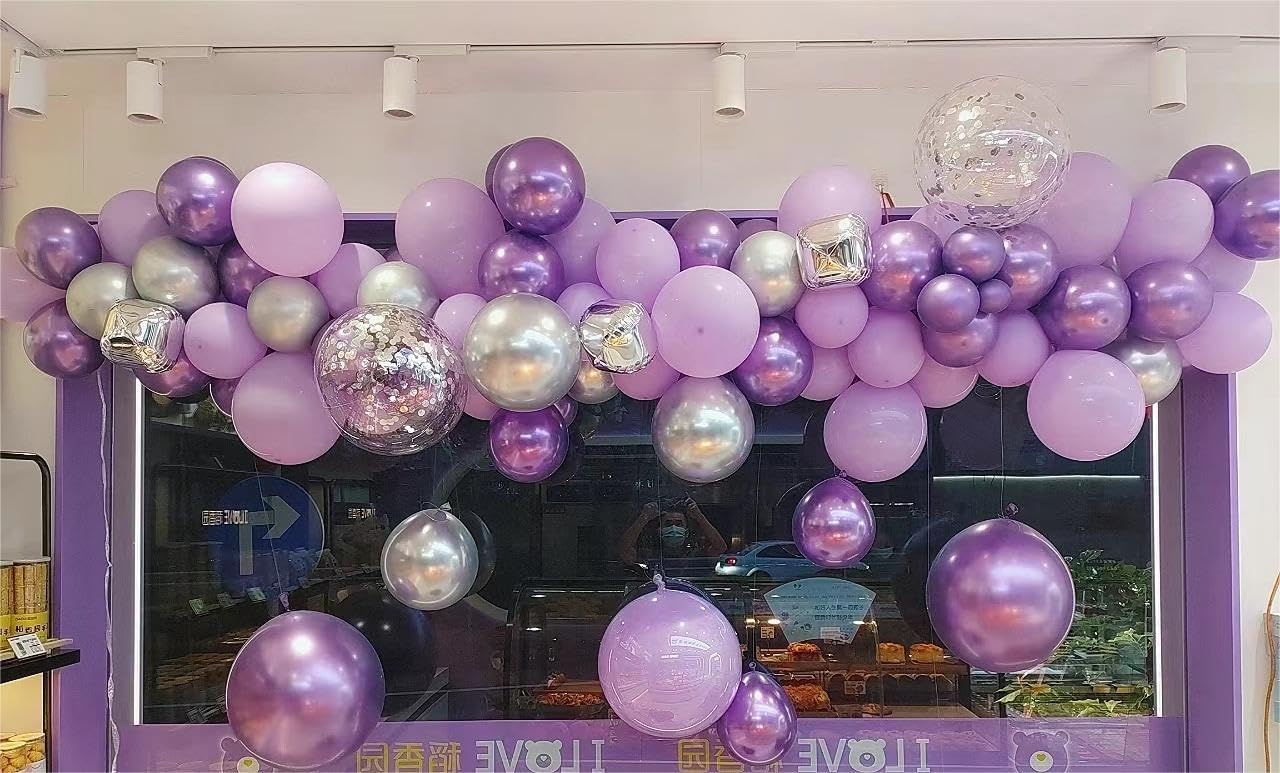 Purple Balloons Party Balloons 12inch 50Pcs 3.2g Latex Metallic Balloons Chrome Balloon Birthday Balloons Shiny Balloons Party Decoration Wedding Birthday Baby Shower Christmas Party - Metallic Purple
