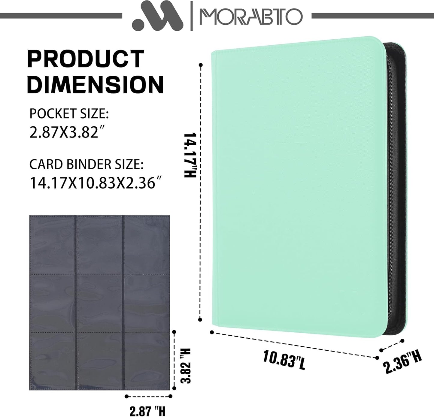 Card Binder 9 Pockets,Trading Card Binder Holds up to 864 Cards with 48 Sleeves,Zipper Card Holder Album Compatible with TCG Card/Game Cards/Sports Card