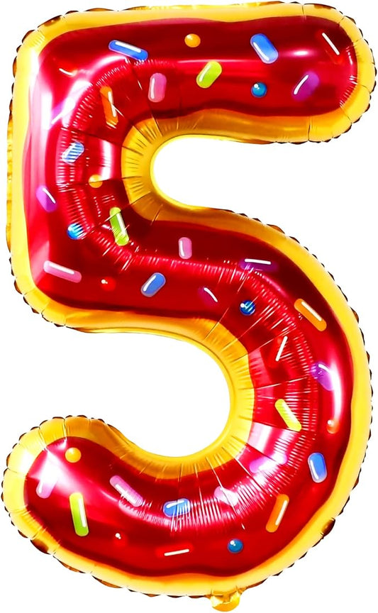 KatchOn, Giant Donut Number 5 Balloon - 40 Inch | 5th Birthday Balloon for Donut Party Decorations | 5 Balloon Number | 5th Balloons for Birthday Party | Five Balloon for Birthday Decorations