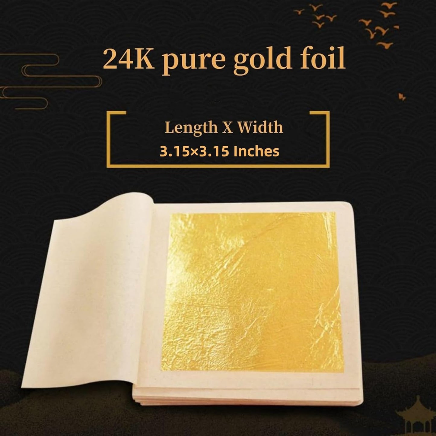 50 Sheets Gold Flakes With A Pair of Tweezers, Premium Gold Leaf 3.15×3.15 Inches Craft Art Decoration Perfect for Decorating Cakes Desserts Drinks Ice Cream Sushi