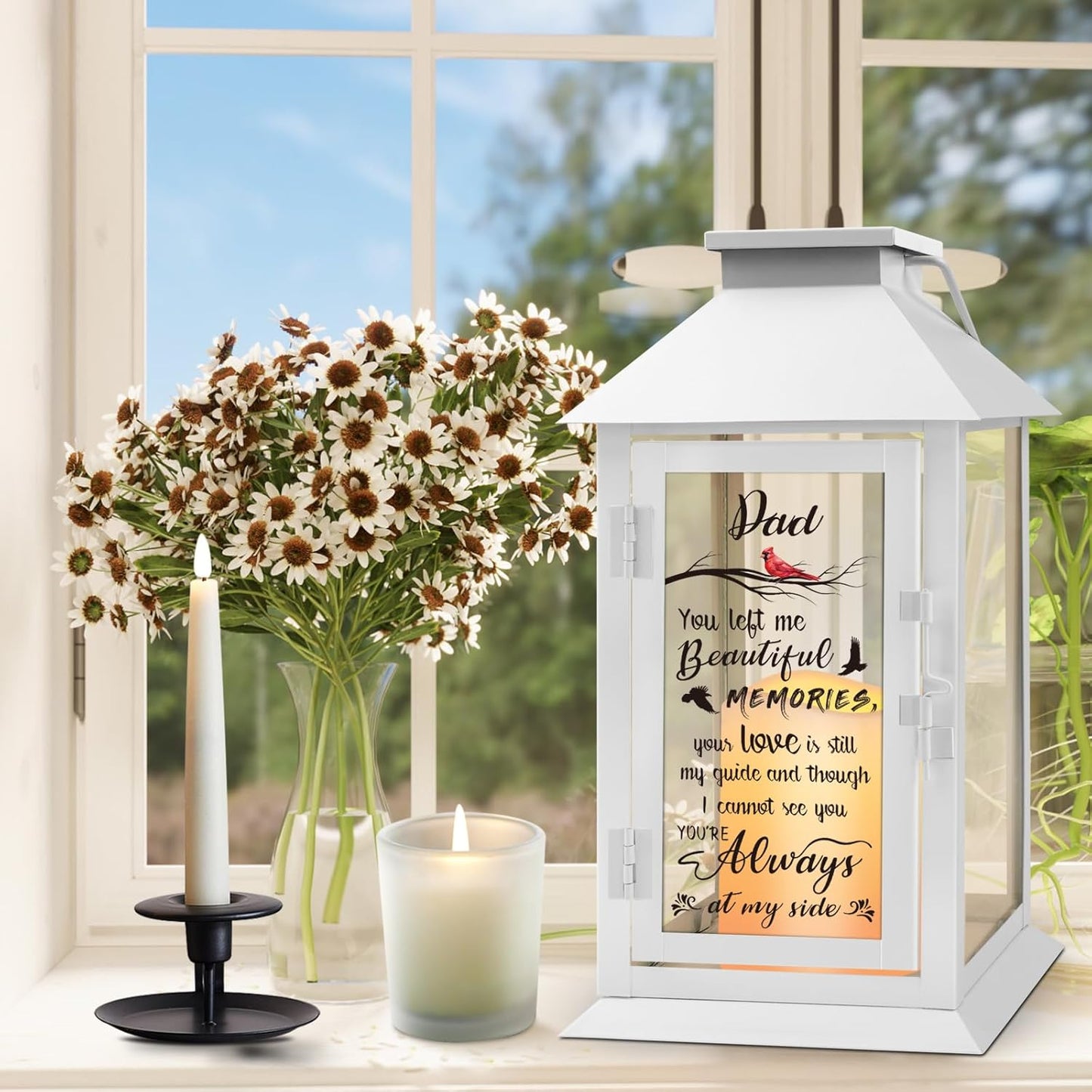 Memorial Lantern Bereavement Gifts in Memory of Loved One Memorial Gifts for Loss of Father Remembrance Sympathy Gifts for Loss of Loved One with LED Candle and Remote