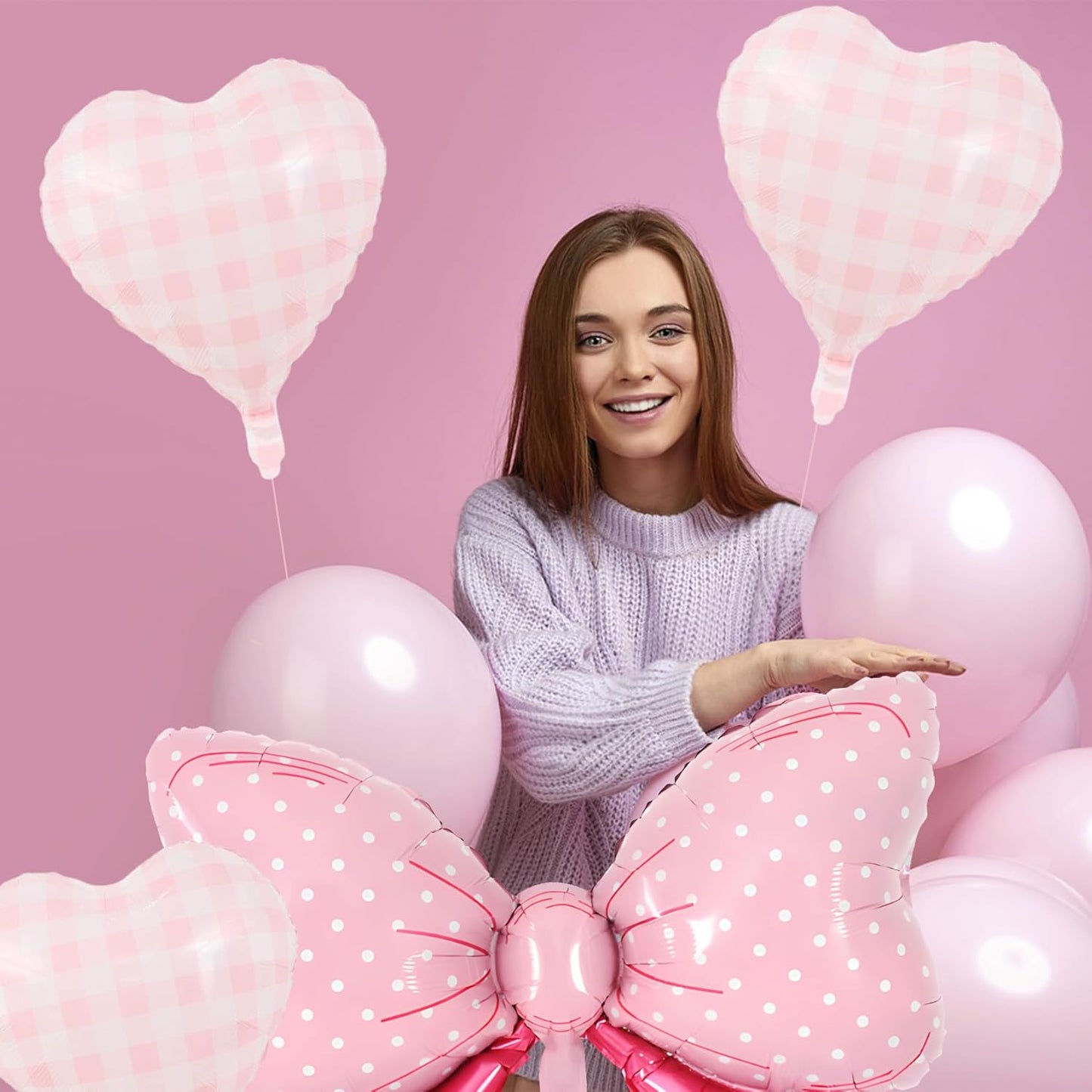 36 Inches Bow Foil Balloon Huge Bowtie Pink Balloon for Baby Shower, Wedding, Kids Theme Party Decoration (Pink 8)