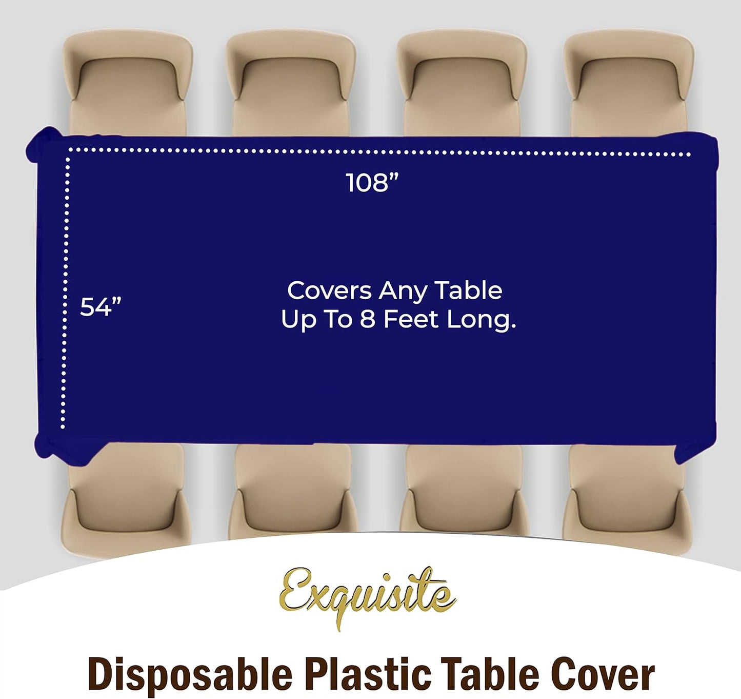 Party Solids 12-Pack Premium Plastic 54in. x 108in. Rectangle Table Cover - Navy Blue