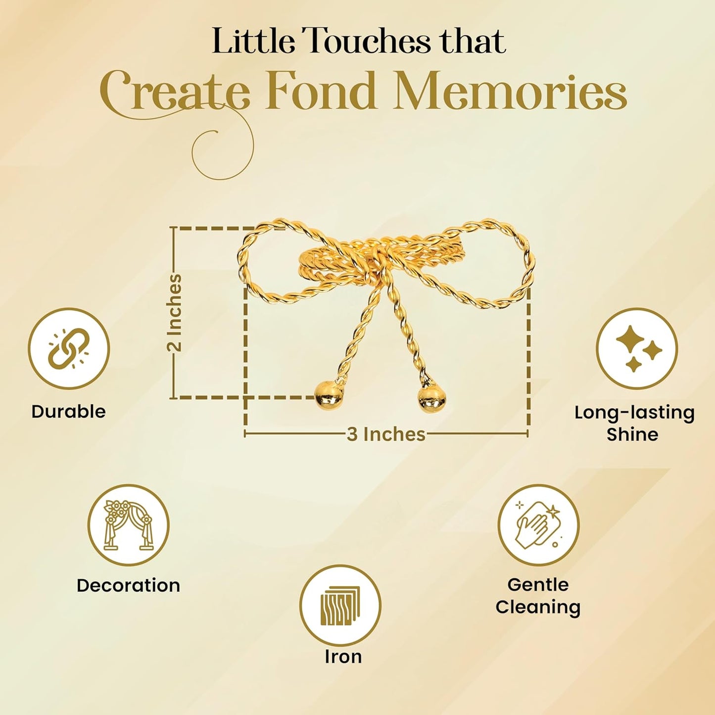 Napkin Rings Set of 12, Holiday Napkin Holders, Metal Napkin Rings for Safari Theme Table Décor Handmade for Holiday, Weddings, Receptions, Banquets, Events, Bow Shape, Gold - ALPHA Living HOME