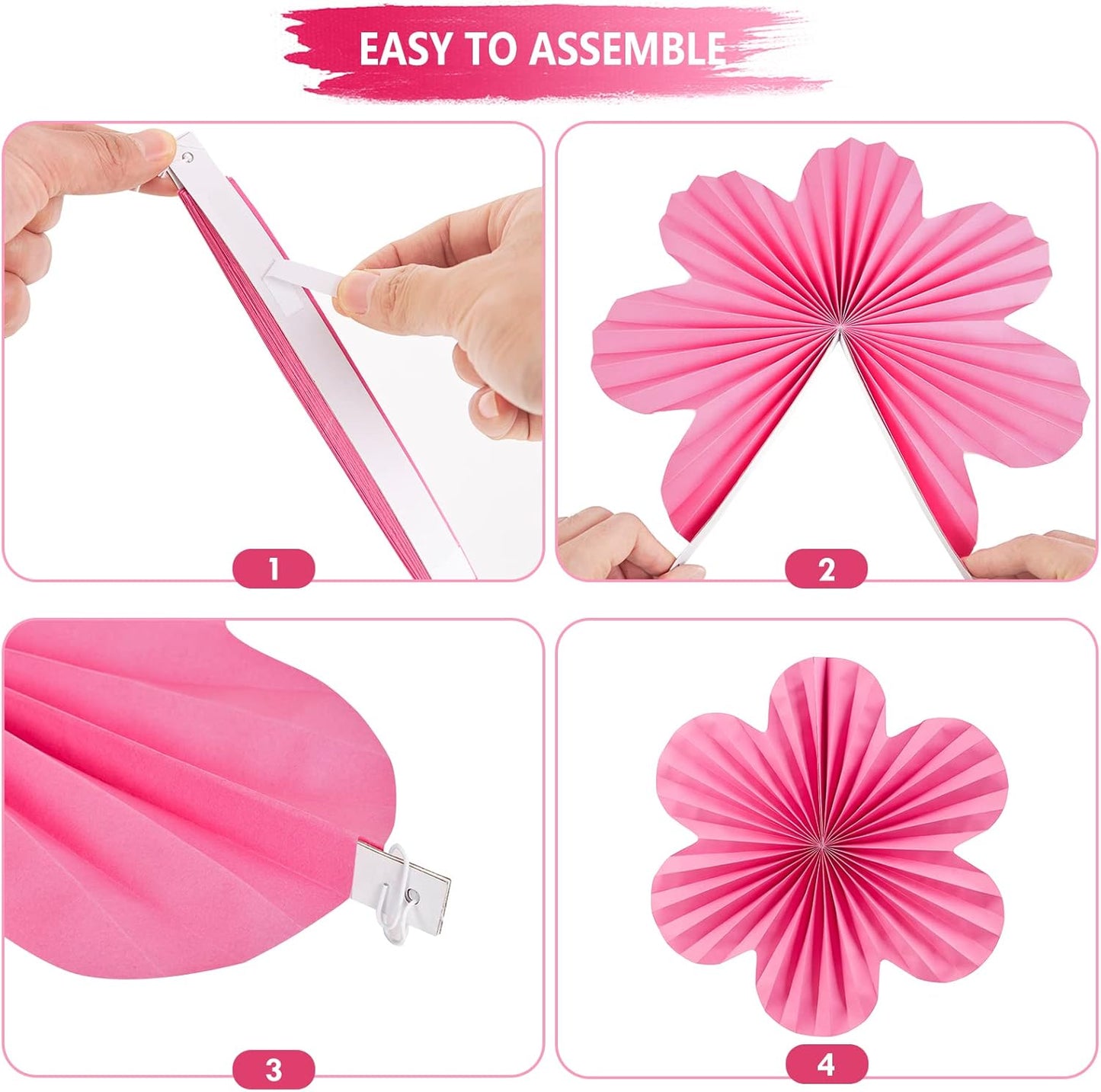 SUNBEAUTY 9 PCS Paper Flowers Decorations for Wall Paper Fans Classroom Decoration Paper Floral Backdrop Decor Paper Fans Decoration