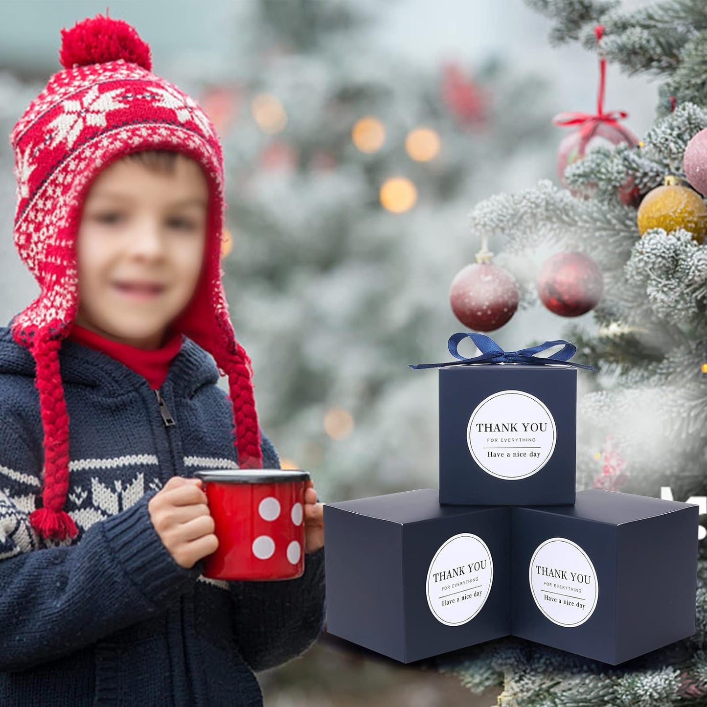 COTOPHER Small Gift Boxes 60 Pack 4x4x4 inches Navy Gift Boxes with Lids for Gifts, Crafting, Wedding Party Favor, Cupcake Boxes, Candy, Bridesmaids Proposal Box with Ribbons and Stickers (Navy, 60