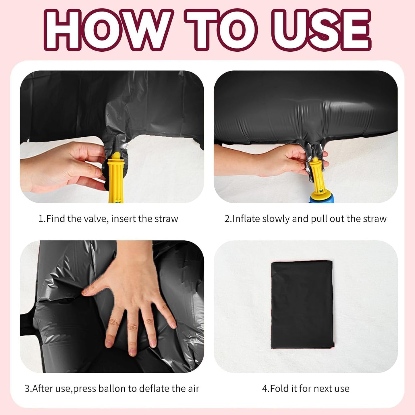 12 Pcs Heart Balloons, 18 inch Valentine's Day Balloons, Hot Pink Black Heart Foil Helium Balloon, Love Printed Foil Balloon for Valentine's Day Wedding Baby Shower Party Decorations