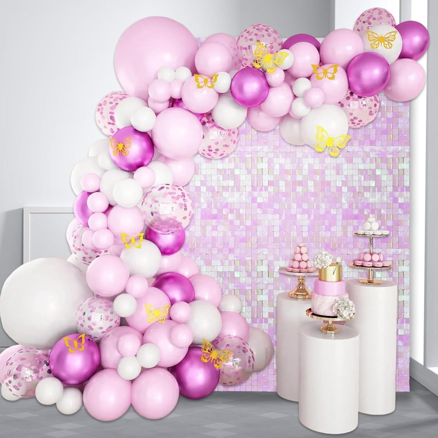 12PCS Colorful Light Pink Shimmer Wall Backdrop, Square Sequin Photo Backdrops Panel, Glitter Wall Background for Birthdays, Weddings, Christmas, Engagements, Disco Bachelorette Party Decor (3FTx4FT)