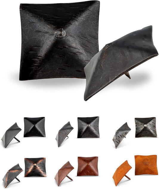 25 Pack 2" Square Head Iron Clavos Decorative Nails – Sealed Unfinished – Handmade Rustic Square Fasteners for Farmhouse Shutters, Barn Doors, Shutters, and Gates – Ornamental Wood Accent