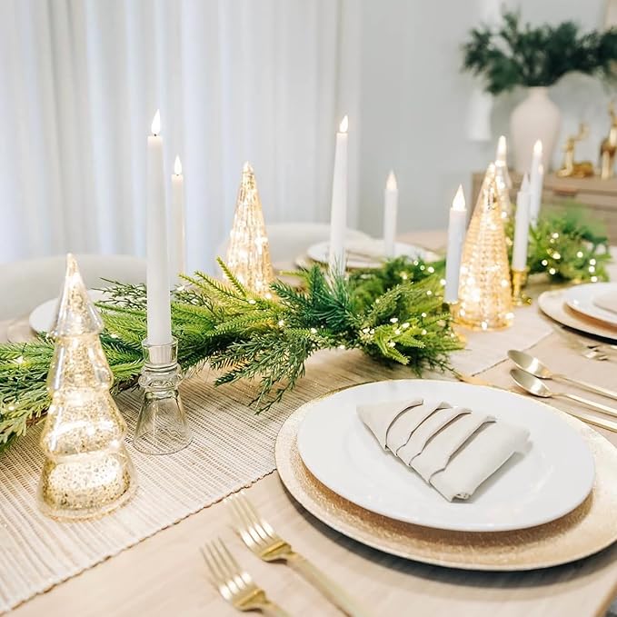 LampLust Mantle Garland with Lights Battery Operated, 6 Ft Realistic Norfolk Pine Greenery Garland for Mantle All Year Round, 100 LED Lights with Timer, Table Top Decor for Dining Table