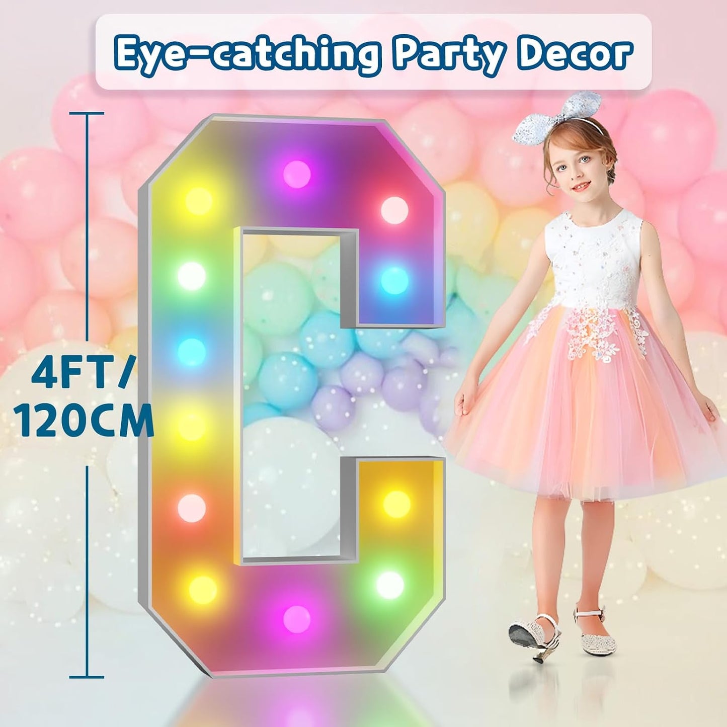 imprsv 4FT Colorful Marquee Light Up Letters C, 18 Colors Large Light up Letters Alphabet Sign with Remote, Large Marry Me Sign, Birthday Party Decorations Baby Shower Anniversary Wedding Decoration