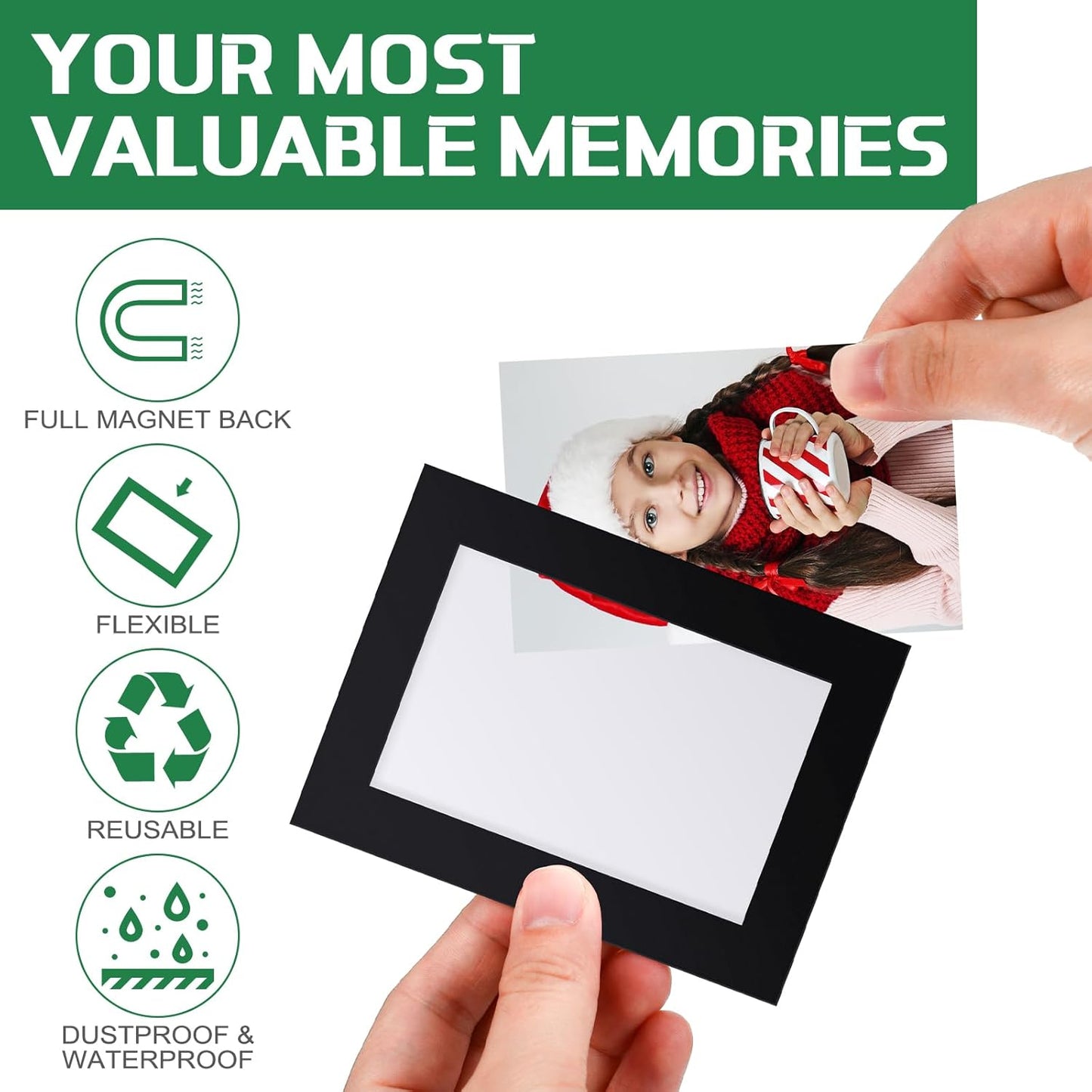 Soaoo 60 Pcs Magnetic Picture Frames Wallet Size 2.5 x 3.5 Inches Reusable Magnetic Photo Sleeves Picture Frame Holder for Home Cabinet Office Graduation Xmas Anniversary Classroom(Black)