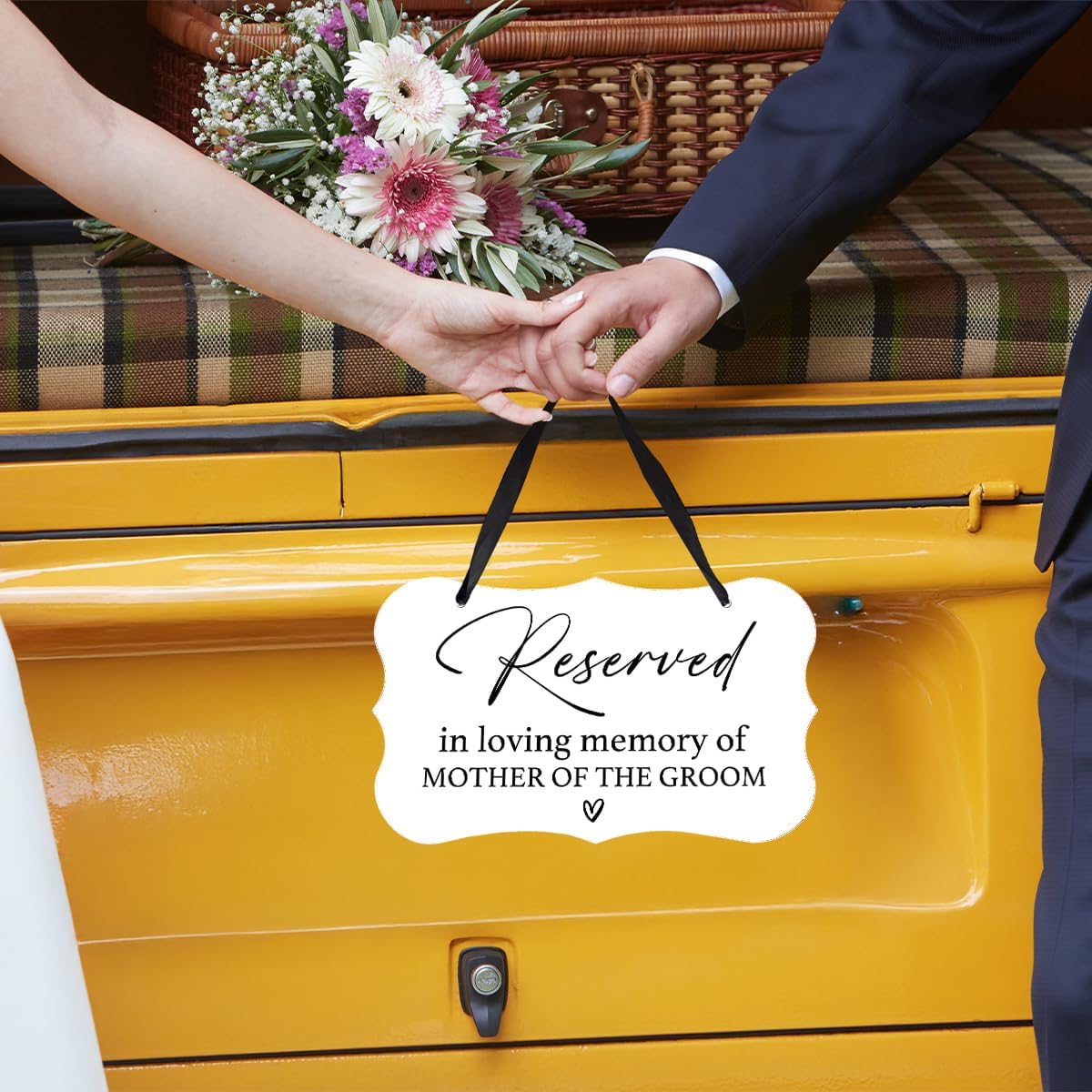 Acrylic Wedding Sign, Ring Bearer Sign, Reserved Seating Signs, for Mother of The Groom, Rustic Wedding Decor Signs, Acrylic Wall Art With Ribbon for Chairs Weddings Decor and Event Party (White)