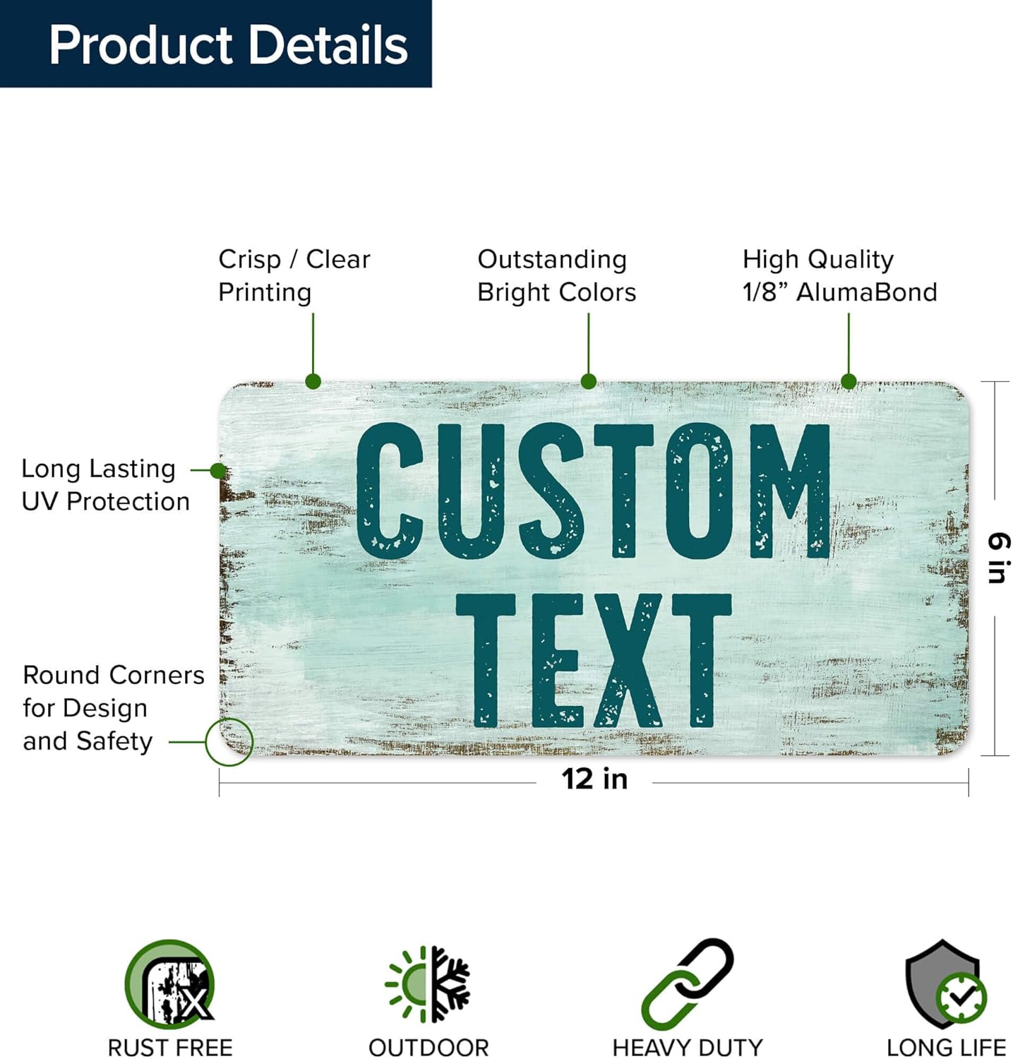 Custom Sign, Custom Street Sign, 11 Font Colors, 13 Font Styles, 4 Hole Options, 22 Sizes, 6x12 Inches, Rust Free DiBound, Fade Resistant, Made in USA by My Sign Center (Shabby Chic)