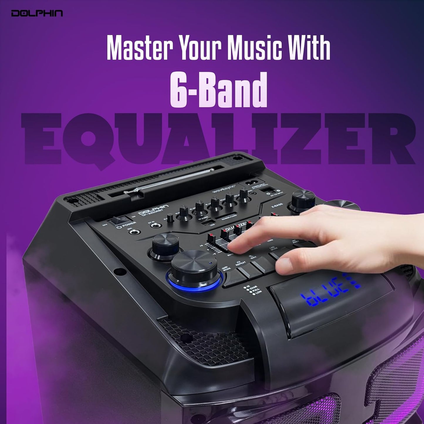 Dolphin High-Power Portable Party Bluetooth Speaker – Wooden Cabinet, X-BASS, LED Lights, Wireless Microphone – Ideal for Parties, Tailgating, and Events