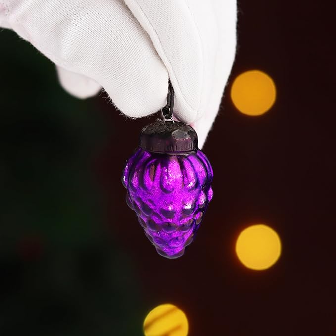IndianShelf 300 Pieces Purple Glass Vintage Christmas Ornaments Mini Bulk Decorative Ornaments for Halloween, Christmas Tree, New Year, Valentine Day, Holidays, Event and Wedding (25 * 12 Boxes)