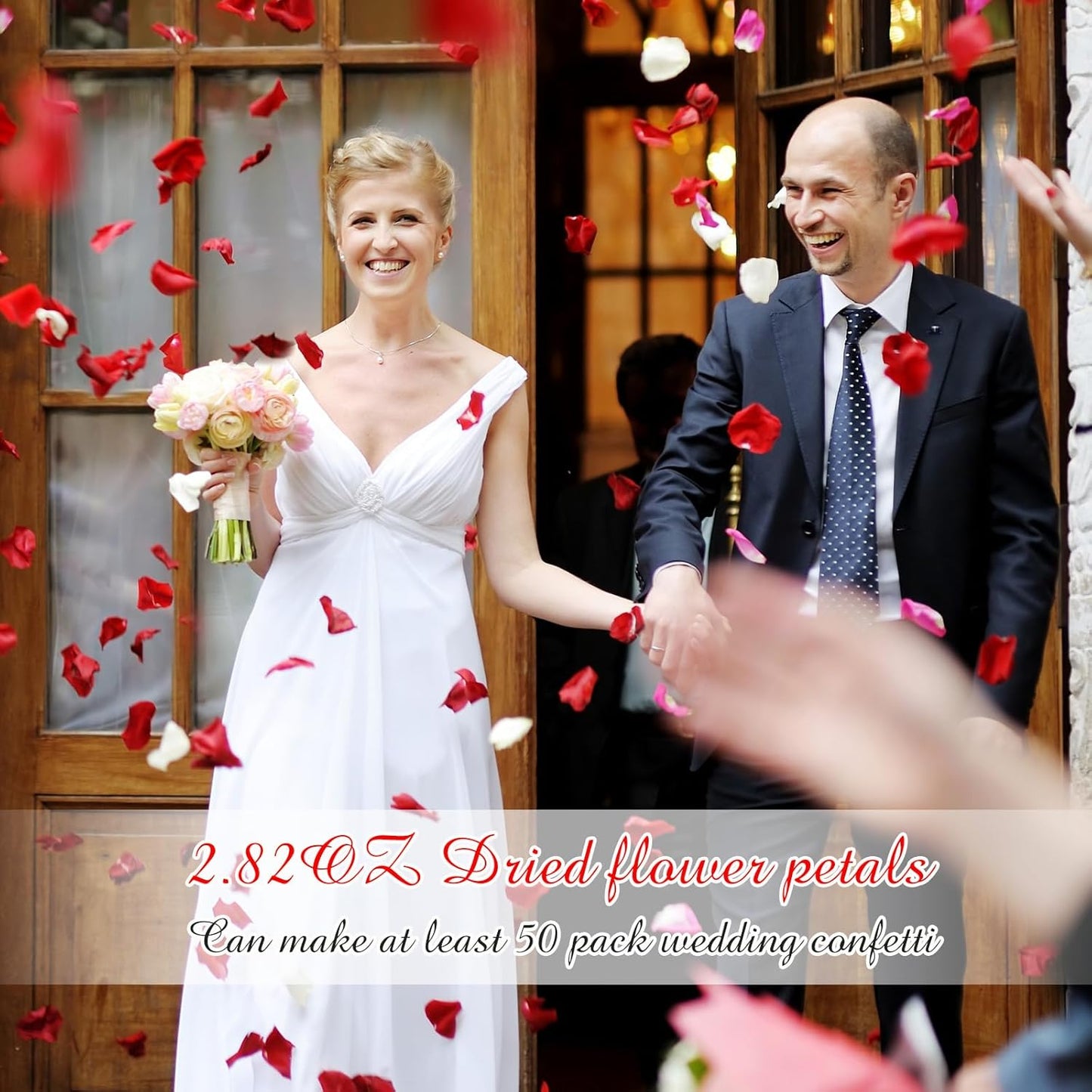 Biodegradable Confetti 10.58 Oz eucalyptus leaves Dried Flower Petals with Throw Me Stickers Confetti Biodegradable Flower Petals for Valentines Decor (Red Rose,Red,60 Pcs)