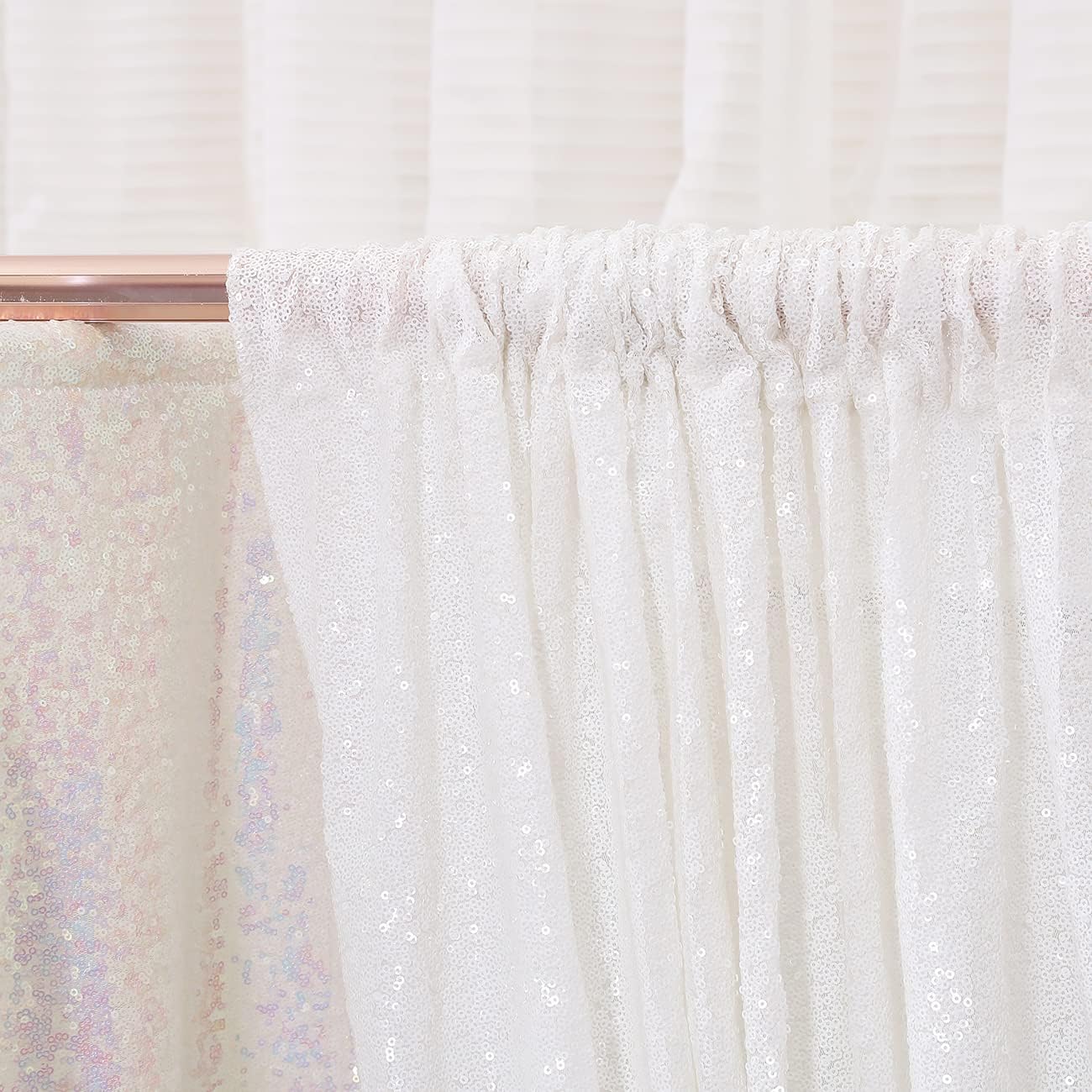 Poise3EHome Sequin Backdrop Curtain, White Sequin Backdrop, Sequin Curtains for Party Wedding Sequence Backdrop, 20FT x 10FT