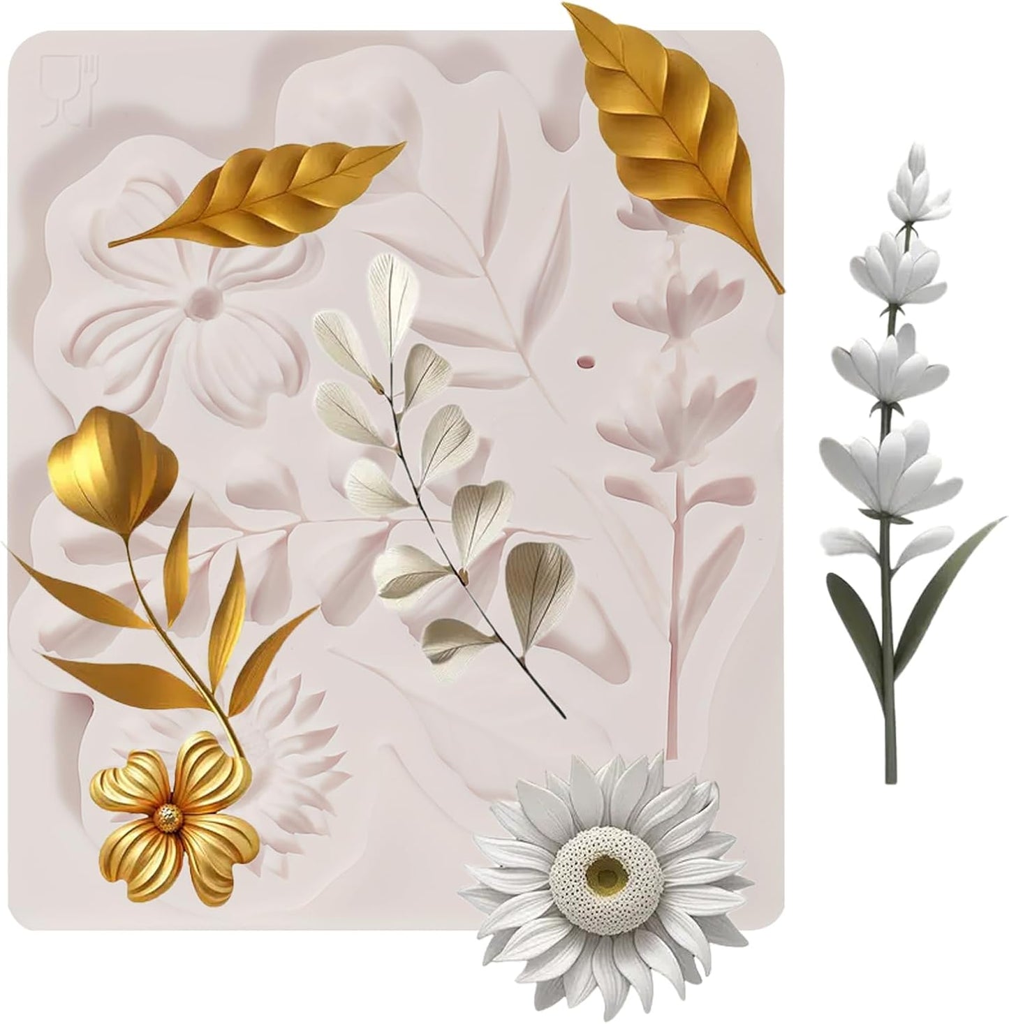 1 Pcs Flower Fondant Mold for Cake Decoration, Leaf Chocolate Silicone Mold, Exquisite Flower and Leaf Shape is Perfect for Wedding Desserts, Candy, Sugar Craft, Gum, Resin, Clay