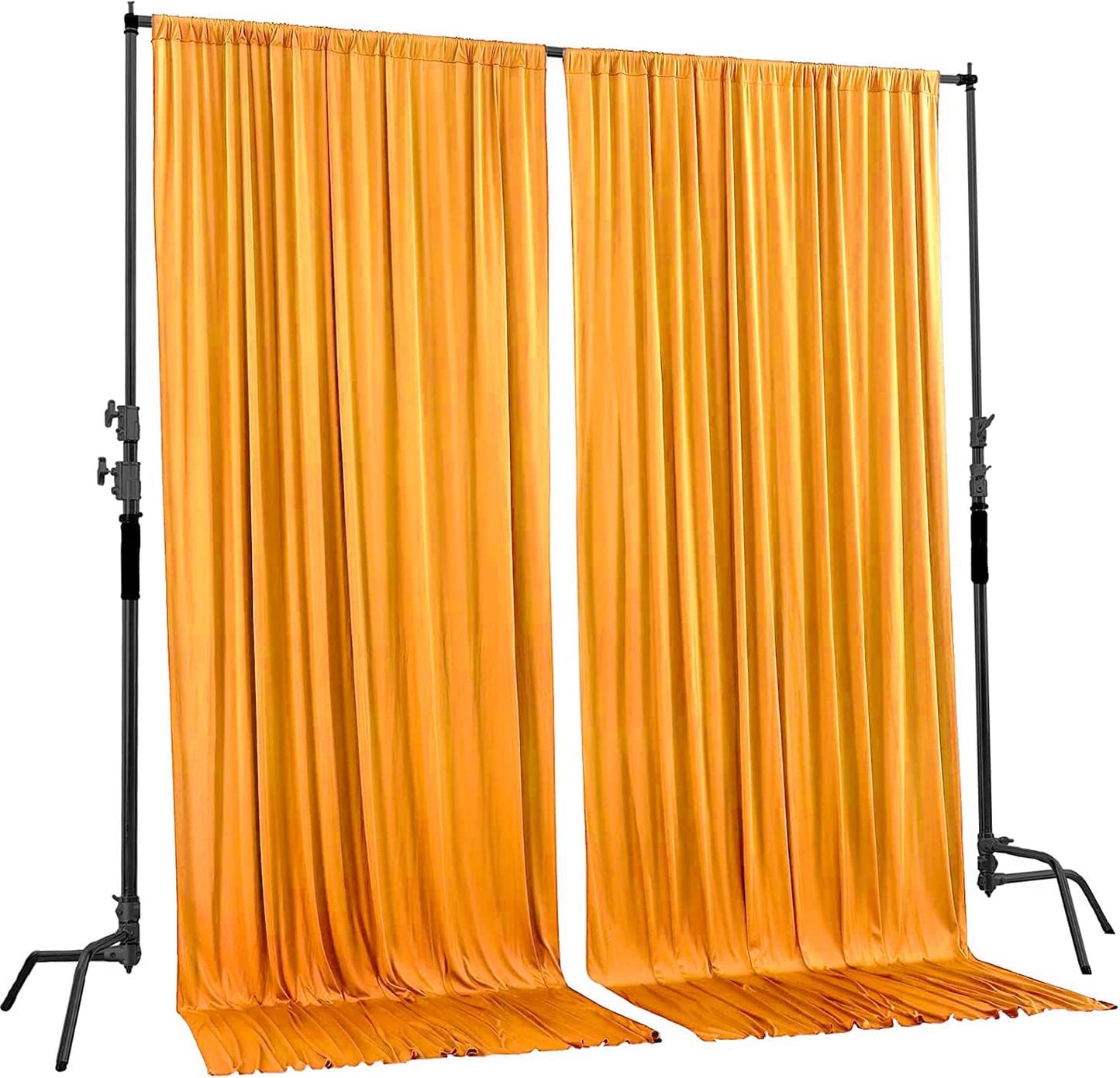 AK TRADING CO. 10 feet x 8 feet IFR Polyester Backdrop Drapes Curtains Panels with Rod Pockets - Wedding Ceremony Party Home Window Decorations - Marigold