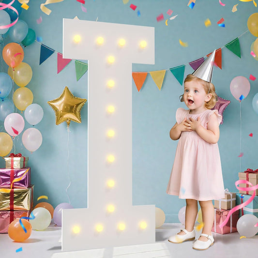 4FT Marquee Light Up Letters - Large Marquee Letters 4 Feet Tall for Birthday Party Decorations, Big Letter for Wedding Event Marry Me Baby Shower Bridal Shower, Letter I