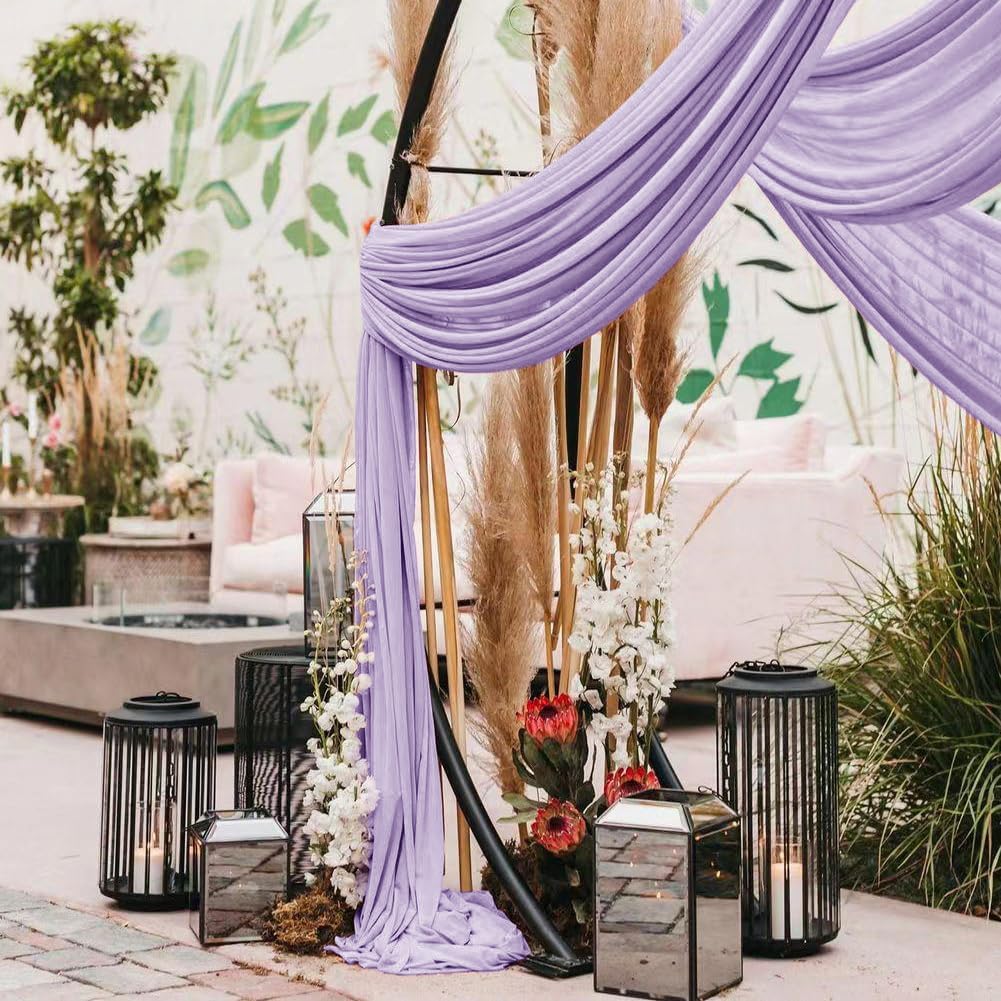 Wedding Arch Draping Fabric 1 Panel 30'' x 18FT Lilac Sheer Chiffon Arch Drapery for Photo Booth Bridal Shower Baby Shower Church Decor Newborn Photography Christening Outdoor Party