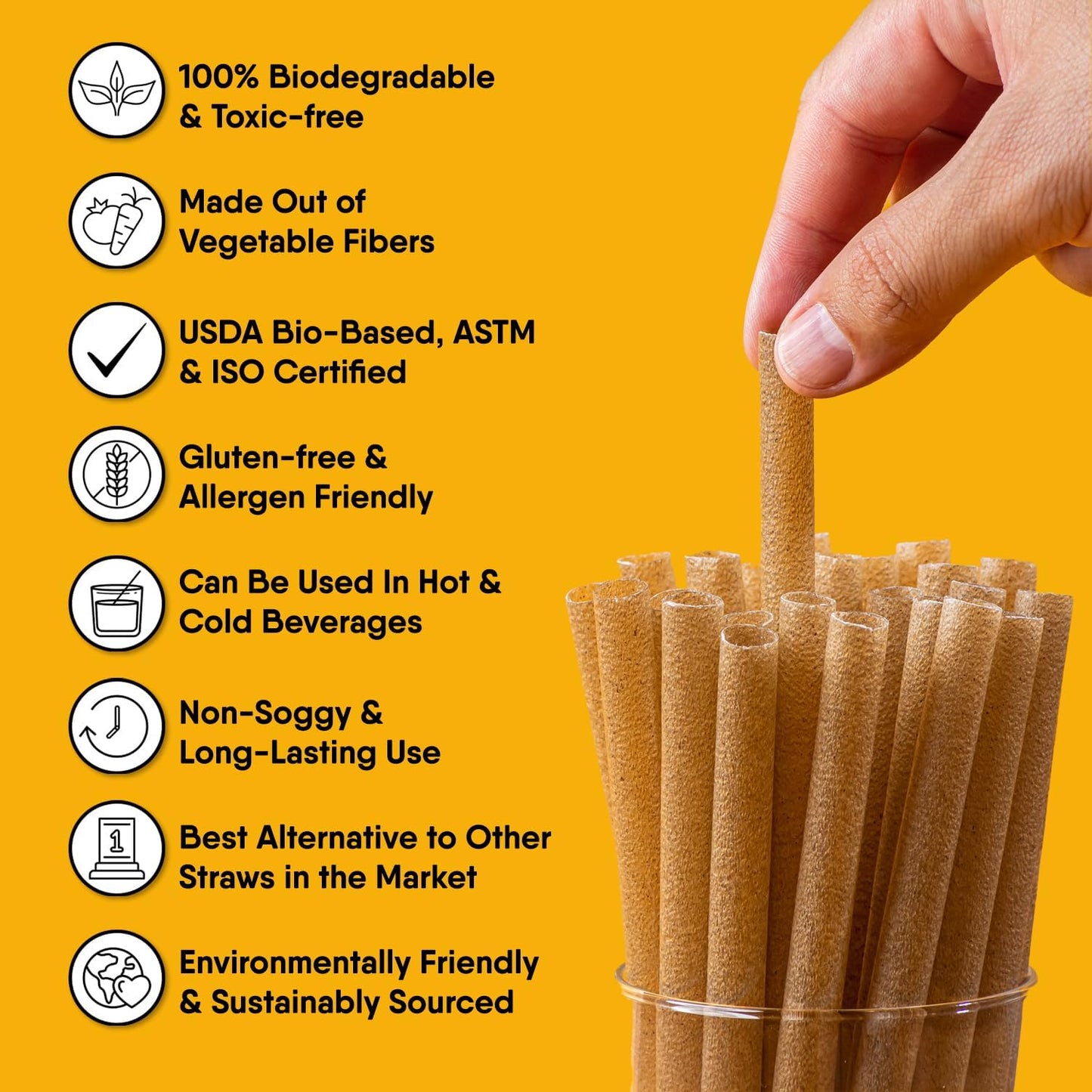 – 150 PCS of 4.75 Inches Unwrapped Biodegradable Drink Stirrers – Made of Vegetable Fibers, Best Cocktail Stirrers for Drinks of All Kinds