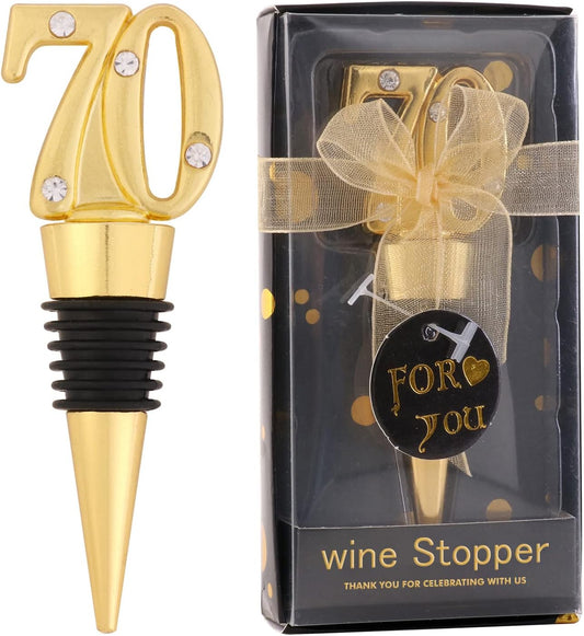 24 Pack 70th Birthday Party Favors For Guests-70 Years Old Wine Bottle Stopper With Gift Box For 70th Wedding Anniversary Souvenirs Party Favor Decoration