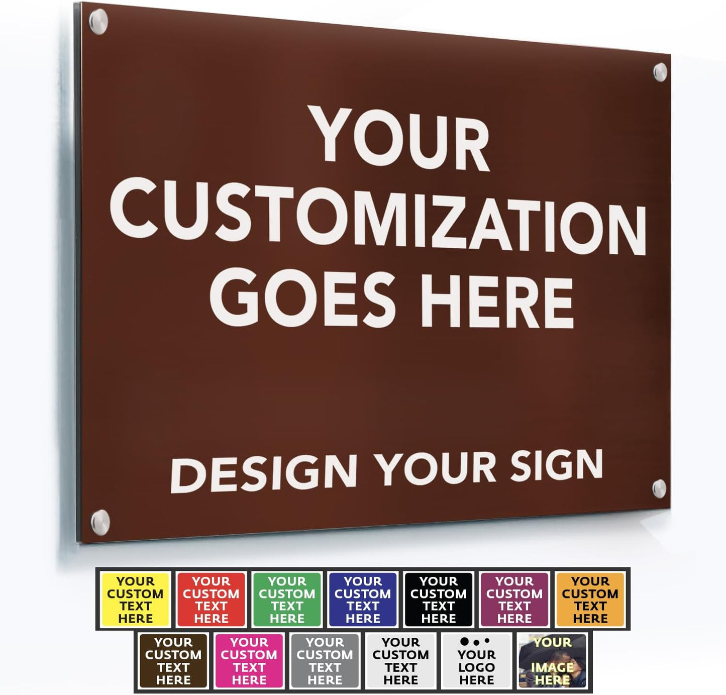 Custom Metal Business Signs, Personalized Aluminum Outdoor Signs, White Aluminum (Brown, 24x18 In)