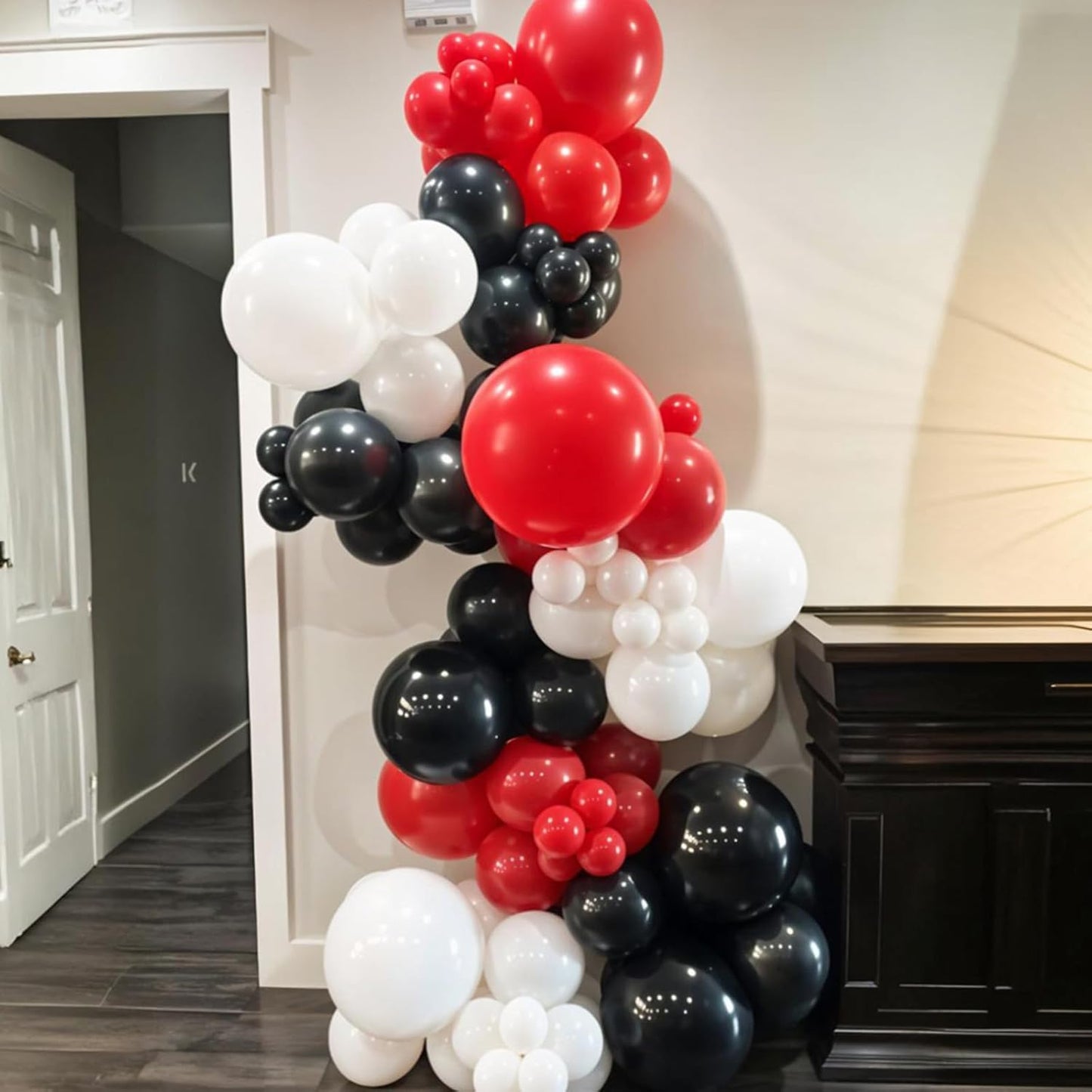 Red And Black Balloons, 60pcs Red Black White Balloons, Confetti Balloon White 3 Colour Star Foil Balloon For Birthday Baby Shower Party Wedding Graduation Bridal Shower Retirement Engagement Decor