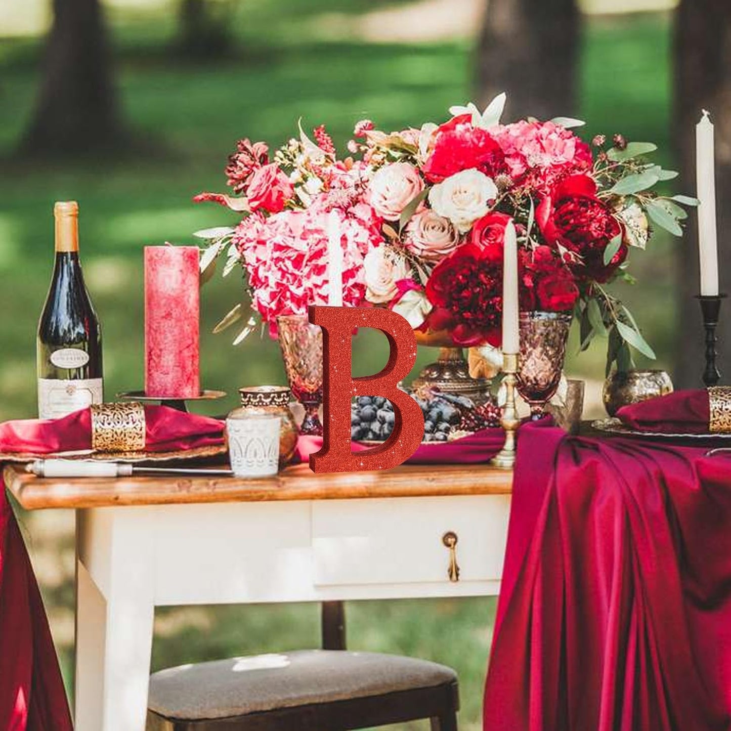 TONIFUL 8 Inch Red Glitter Letter B Table Centerpiece A-Z Red Birthday Party Decorations,Red Alphabet B for Birthday,Chrismas,Graduation,Bridal Shower,Wedding,Anniversary Party Supplies