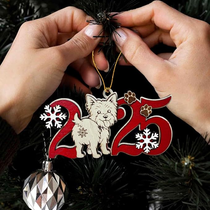 Yorkshire Terrier Christmas Ornament – Wooden Yorkie Dog Ornament for Tree, Cute Puppy Holiday Decoration, Personalized Pet Keepsake Gift for Women, Men, Kids, Dog Mom & Dad