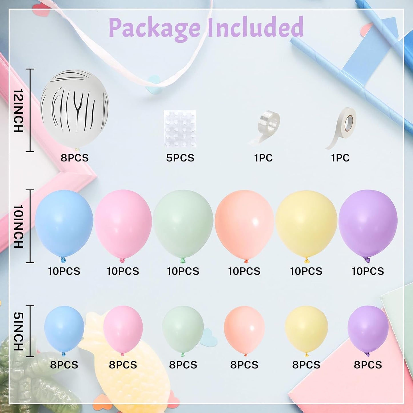 Pastel Balloon Arch Kit 123Pcs Macaron Rainbow Balloons Garland Colorful Birthday Party Balloons for Girls Unicorn Easter Spring Wild Zoo Animals Zebra Theme Bridal Baby Shower Celebration Decorations