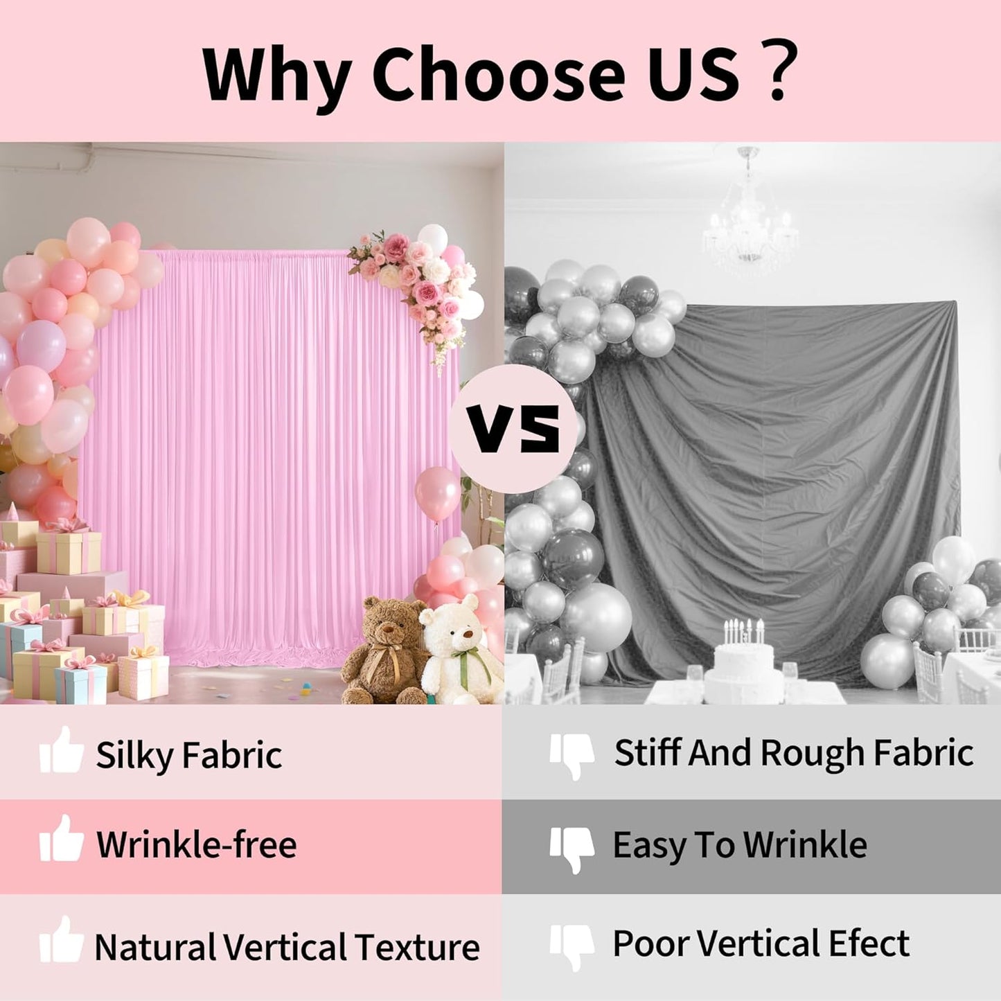 30x10ft Backdrop Curtains for Parties, 6 Panels 5x10ft Photography Backdrop Curtain with Rod Pocket,Backdrop Polyester Background Drapes,Wedding Backdrop Drapes for Birthday Baby Shower Home Decor