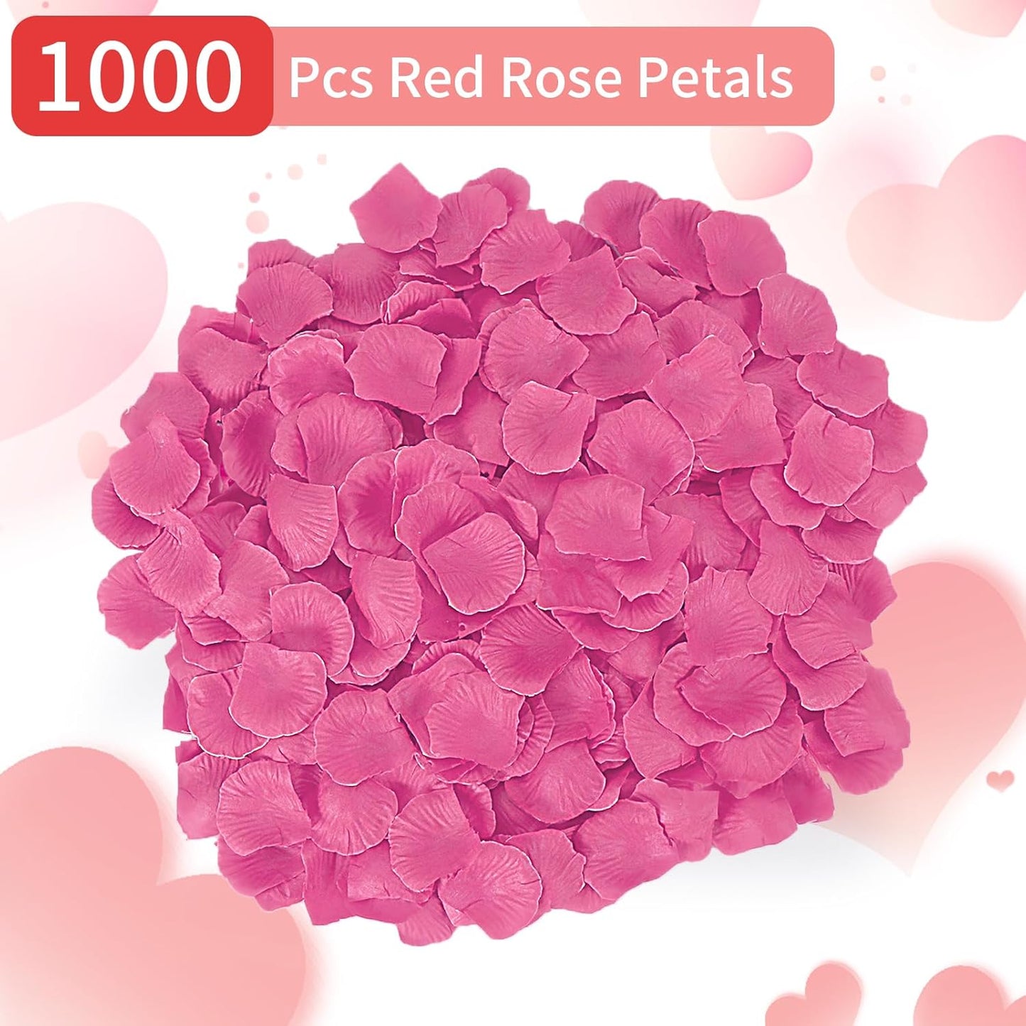 1000 Pcs Artificial Fake Rose Petals,Flower Petals for Romantic Night, Engagement, Party, Wedding, Event Flower Decorations, in Bulk(Rose Red)