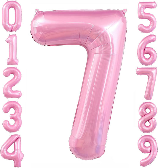 Pastel Pink 7 Balloon, Light Pink 6 Balloons Number,40 Inch Helium Foil Mylar Number 7 Balloon for Birthday Party