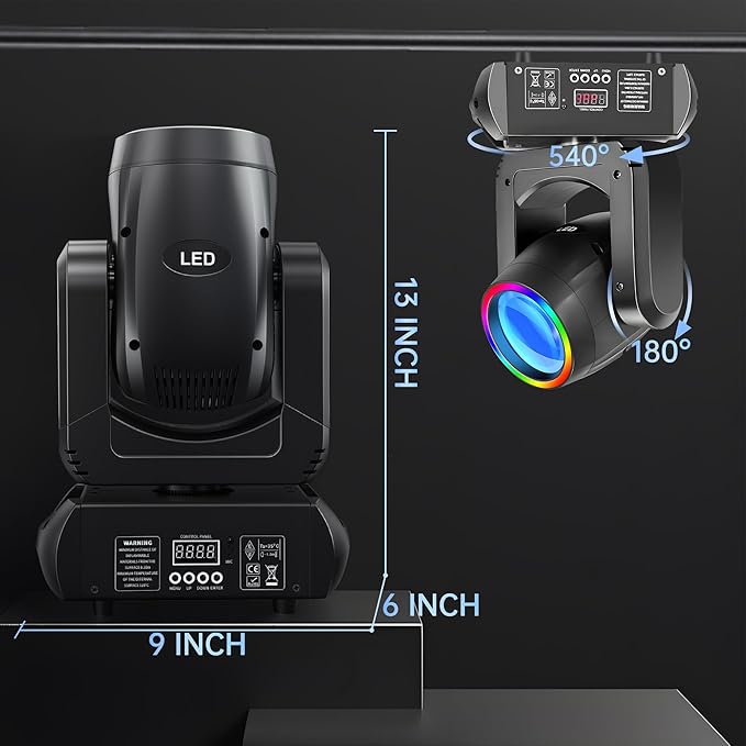 250W Stage Lights LED Moving Head DJ Lights 13 Gobos 8 Colors 15 Channels Disco Spotlights DMX512 with Sound Activated for Wedding Birthday Halloween Christmas Party Stage Strobe Lighting