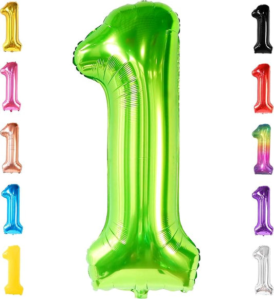 KatchOn, Large Green Number 1 Balloon - 40 Inch | Mylar Foil Balloon For 1st Happy Birthday Decorations | Green Number 1 Balloon For 1st Anniversary Decorations | Birthday Party Decoration