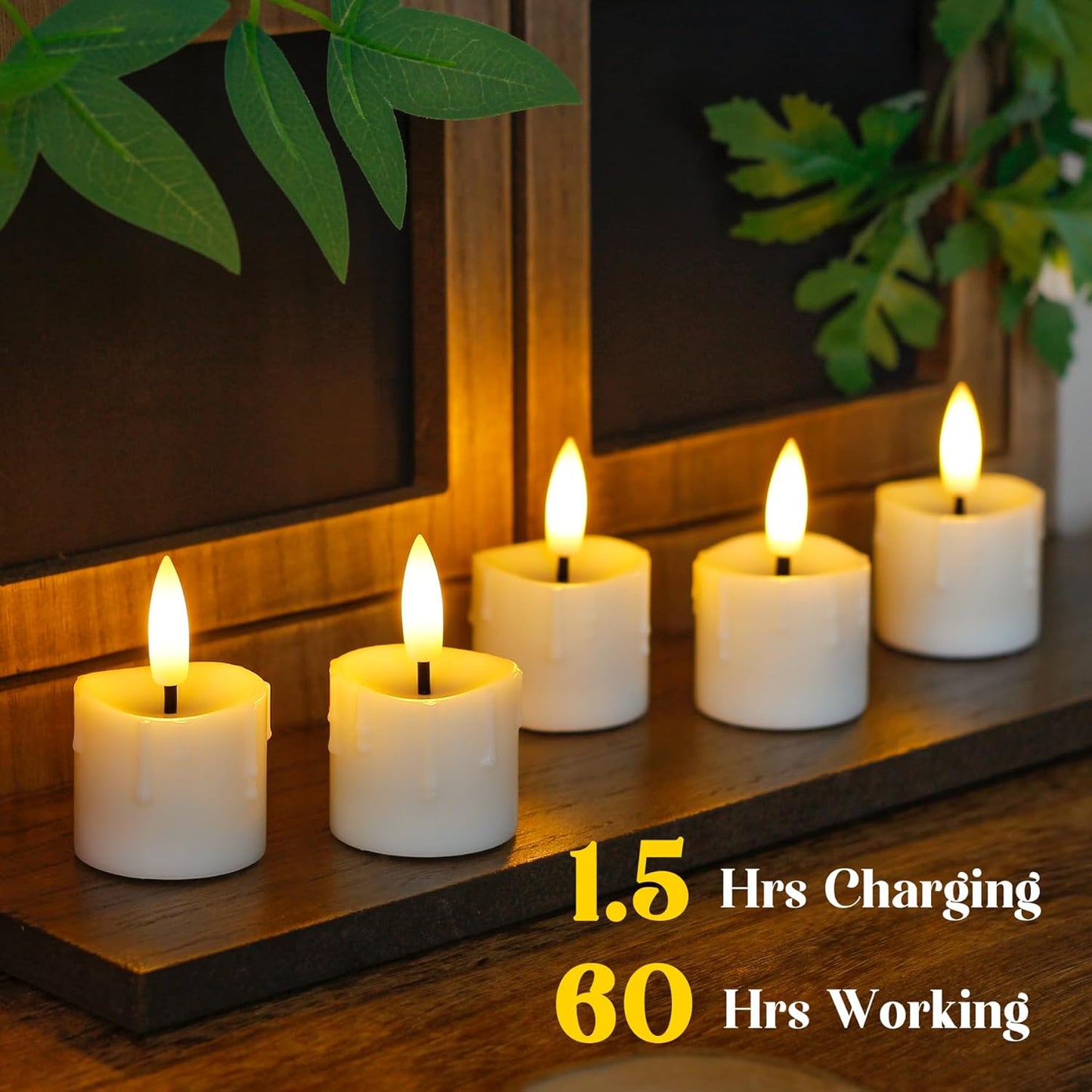 Rechargeable Flameless 1.6" x2.5" Tea Light Candles with Remote & Type-C Charging Cable, Timer LED Flickering Ivory Plastic 6pcs Mini Dripping Wax Votive Tealight Candles