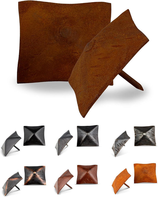 25 Pack 2" Square Head Iron Clavos Decorative Nails – Rusted – Handmade Rustic Square Fasteners for Farmhouse Shutters, Faux Wood Beams, Barn Doors, Shutters, and Gates – Ornamental Wood Accent