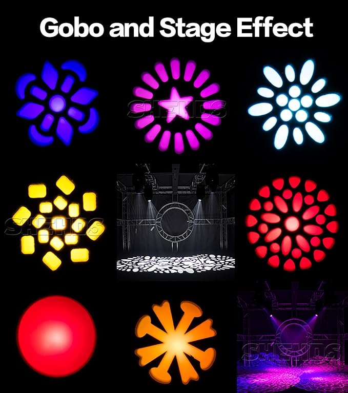 SHEHDS Moving Head Stage Lights 380W 19R Bulb (7500K) 7+5+14Gobos 14 Colors Spotlights 2 Prisms Zoom Wash Effect DMX512 Strobe for Party Disco KTV Bar Show
