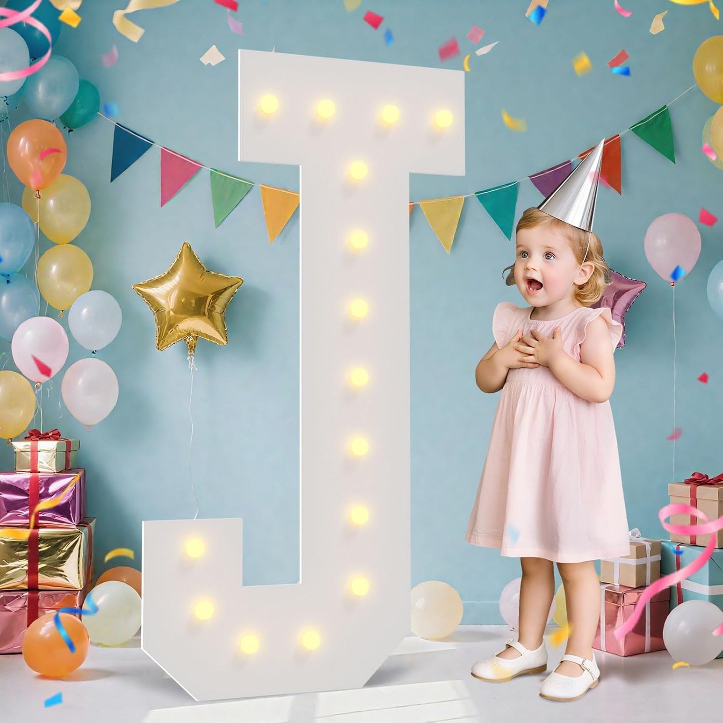 4FT Marquee Light Up Letters - Large Marquee Letters 4 Feet Tall for Birthday Party Decorations, Big Letter for Wedding Event Marry Me Baby Shower Bridal Shower, Letter J